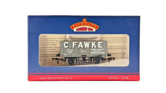 BACHMANN 00 GAUGE - 37-100R - 7 PLANK WAGON C. FAWKE COAL BIRMINGHAM (WARLEY)