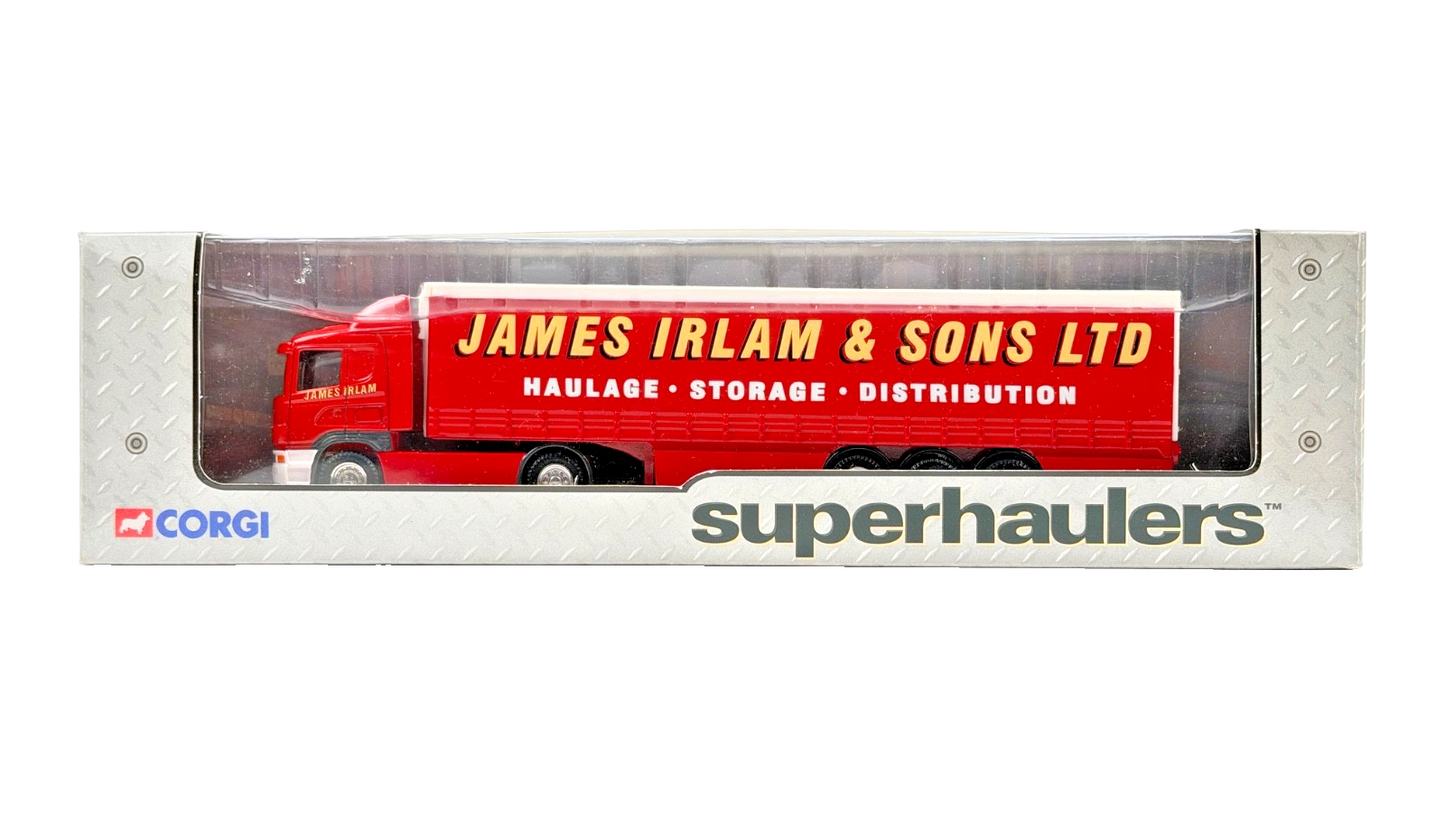 CORGI 1:64 SCALE - 59509 - SCANIA CURTAINSIDE JAMES IRLAM SUPERHAULERS BOXED
