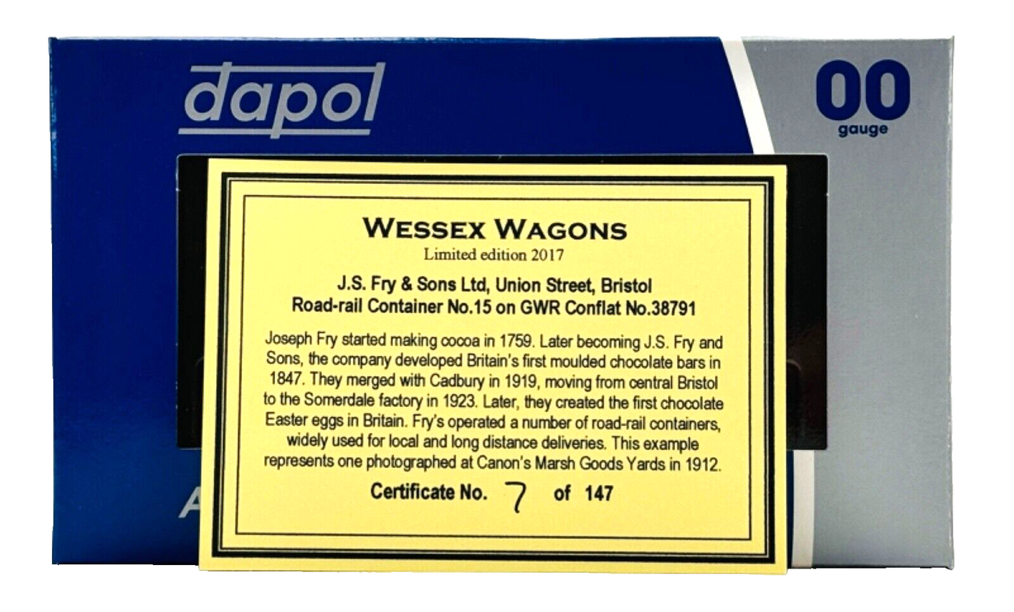 DAPOL 00 GAUGE - FRY'S PURE CONCENTRATED COCOA CONFLAT WAGON (LIMITED EDITION)