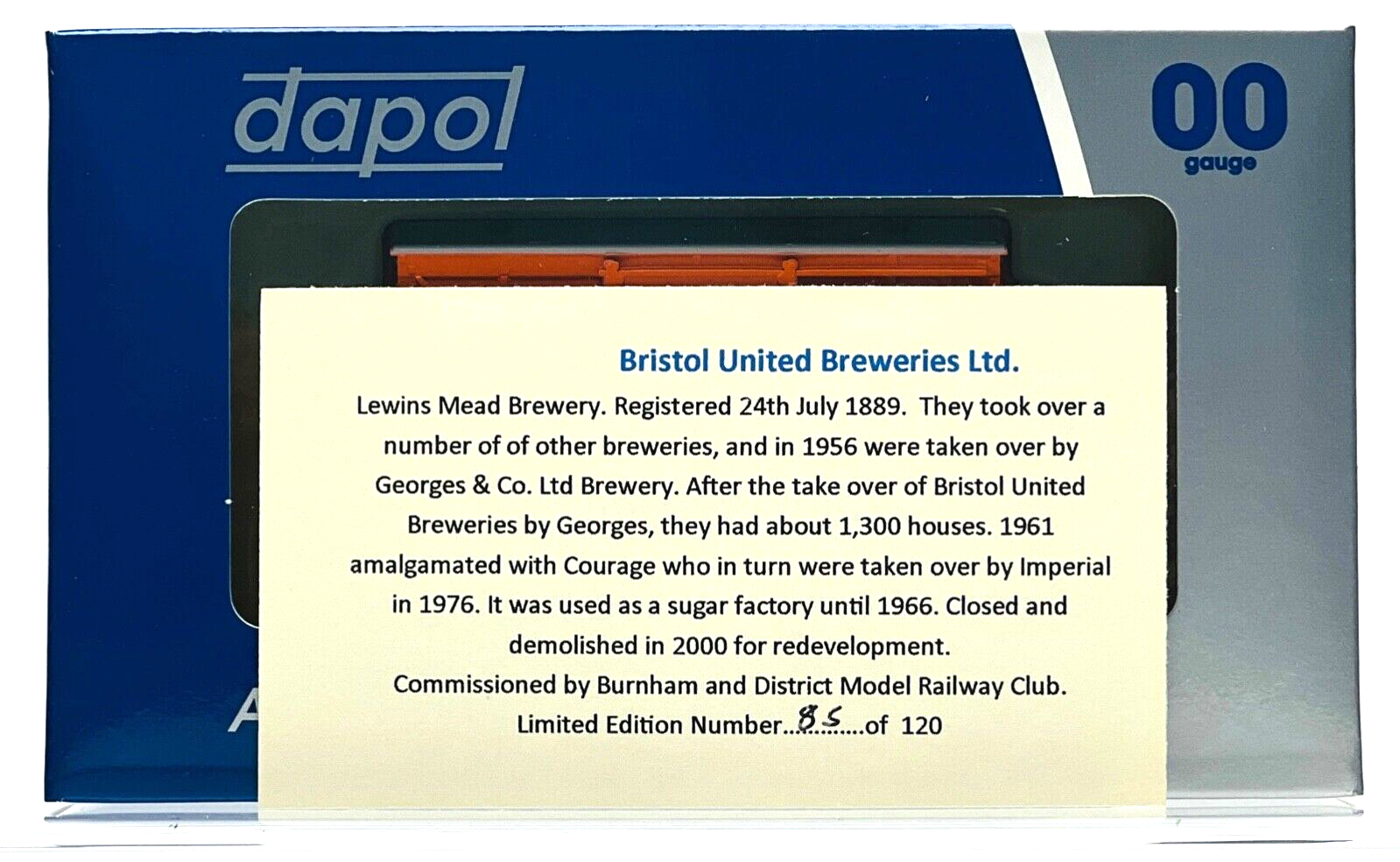 DAPOL 00 GAUGE - BRISTOL UNITED BREWERIES LEWINS MEAD NO.5 (BURNHAM LIMITED ED)