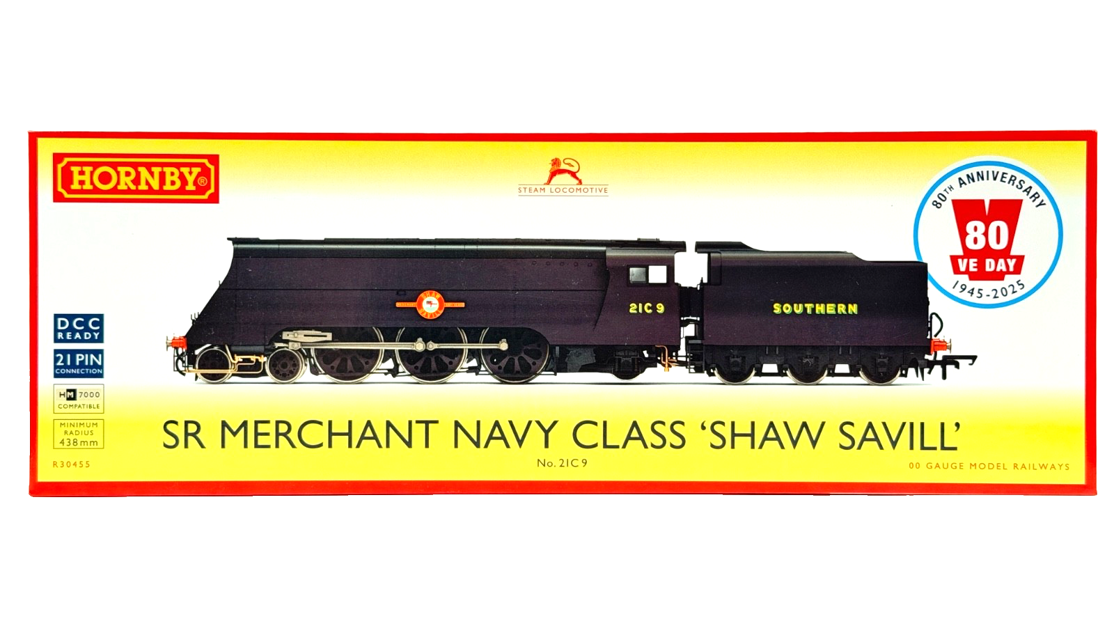 HORNBY OO GAUGE - R30455 - SR MERCHANT NAVY NO. 21C9 SHAW SAVILL VE DAY 80TH