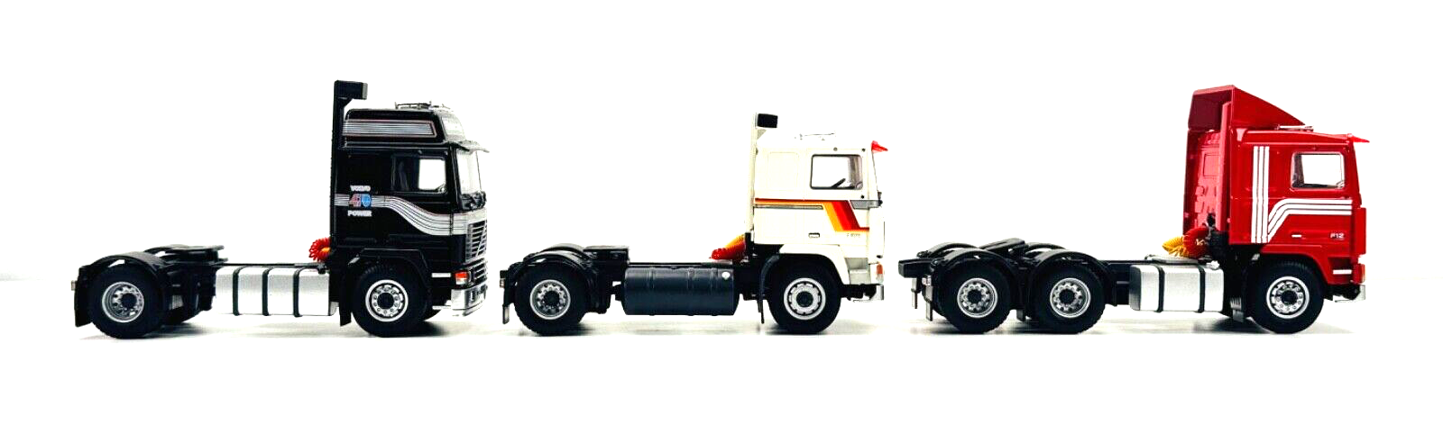 TEKNO 1/50 SCALE - 68619 - TBP SET VOLVO F10 F12 F16 BLACK WHITE RED CAB TRIPLE