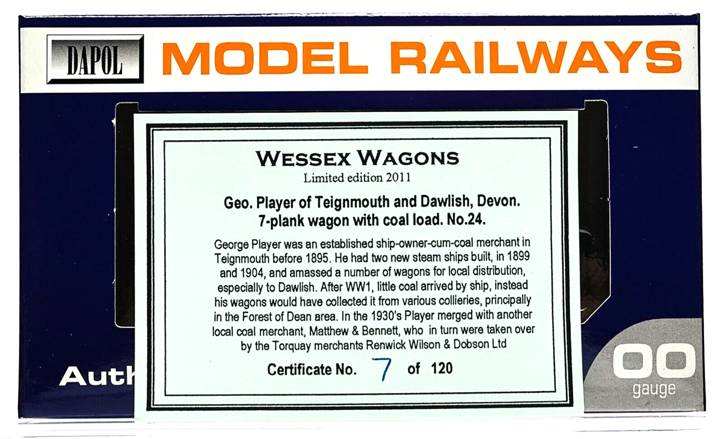 DAPOL 00 GAUGE - GEO PLAYER TEIGNMOUTH DAWLISH DEVON PLANK NO.24 (WESSEX WAGONS)