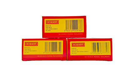 HORNBY OO GAUGE - R4967A/R40331A/R40331B - DRS MK2F 2ND OPEN COACHES BOXED X 3