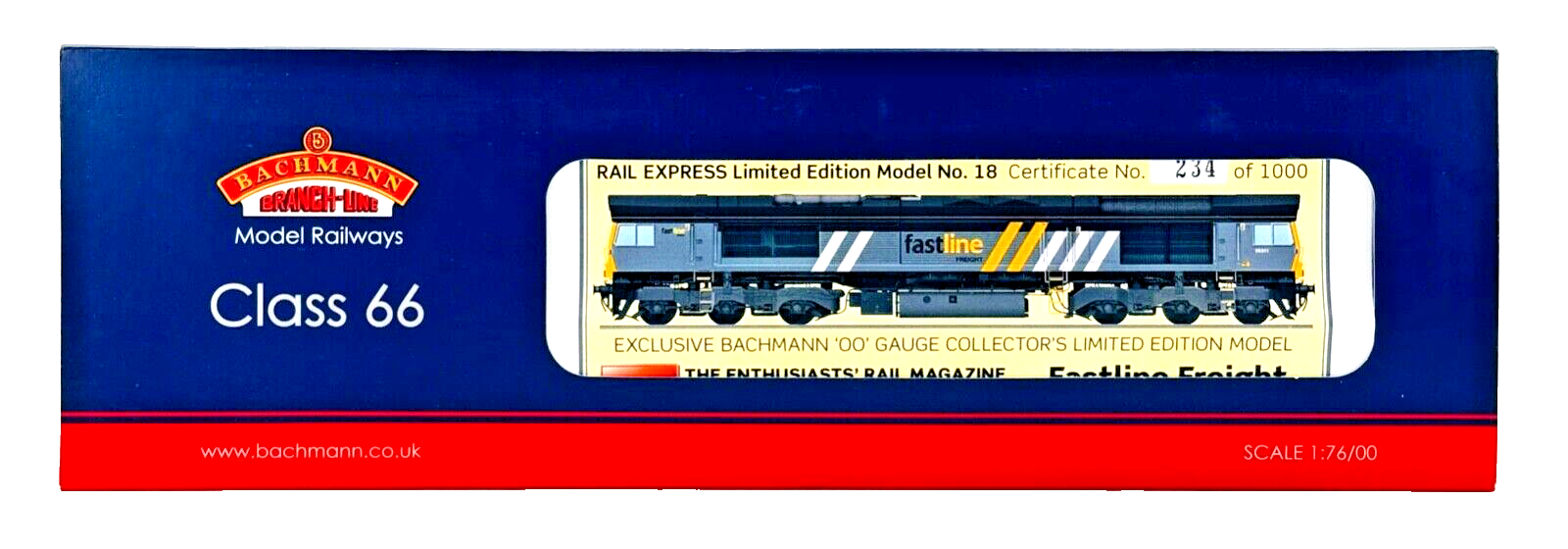 BACHMANN 00 GAUGE - 32-979Y - CLASS 66 DIESEL 66301 FASTLINE (RAIL EXPRESS)