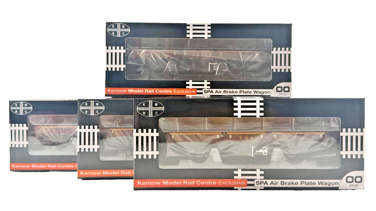 KERNOW OO GAUGE - RAKE OF 4 SPA OPEN WAGONS EWS MAROON & GOLD BOXED