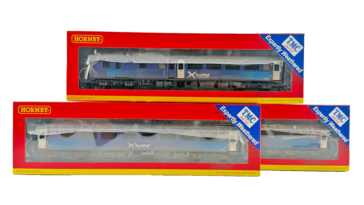HORNBY OO GAUGE - R4892/R4893/R4893A - SCOTRAIL MK2F COACHES TMC WEATHERED X 3
