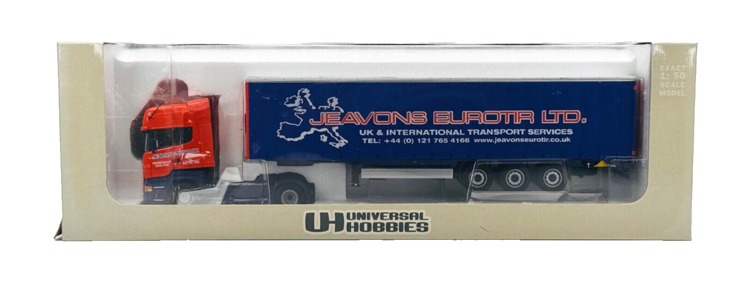 UNIVERSAL HOBBIES 1/50 - SCANIA R500 'JEAVONS EUROTIR' TRANSPORT LORRY - BOXED