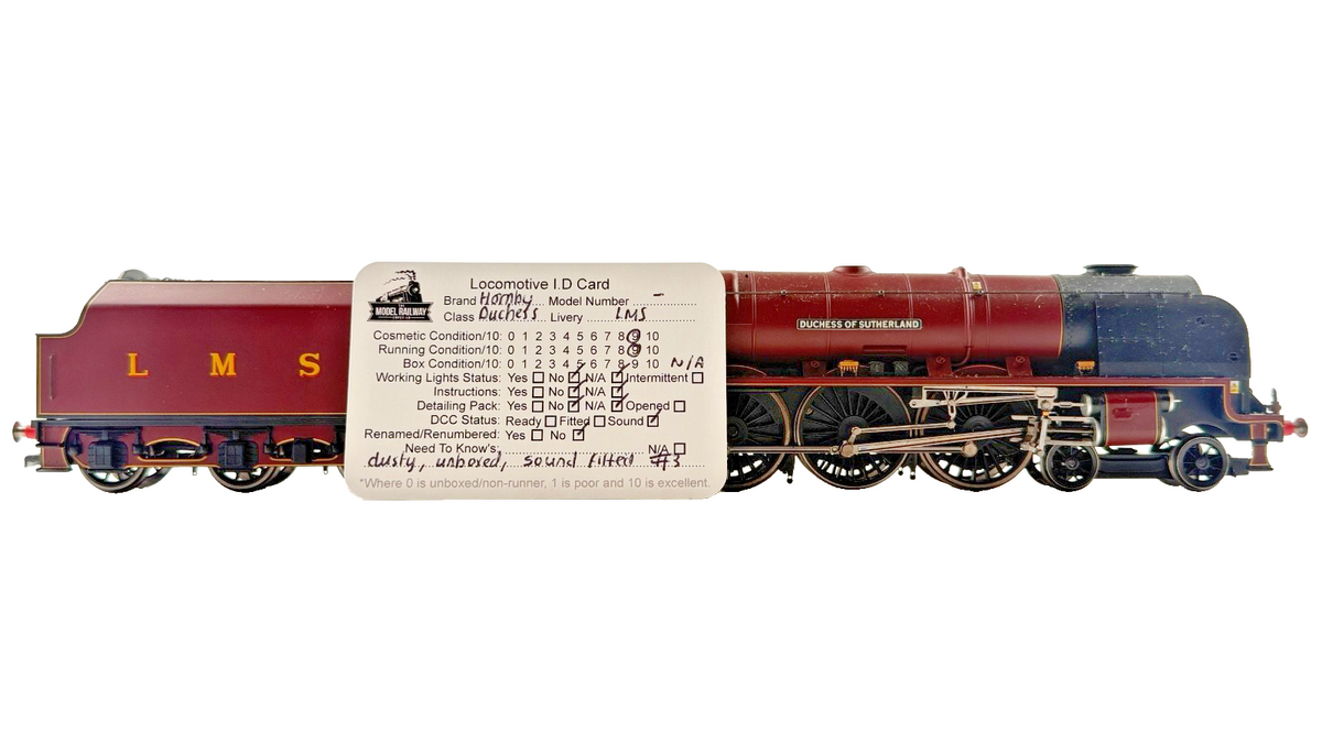 HORNBY OO GAUGE - LMS 4-6-2 DUCHESS OF SUTHERLAND 6233 DCC SOUND UNBOXED