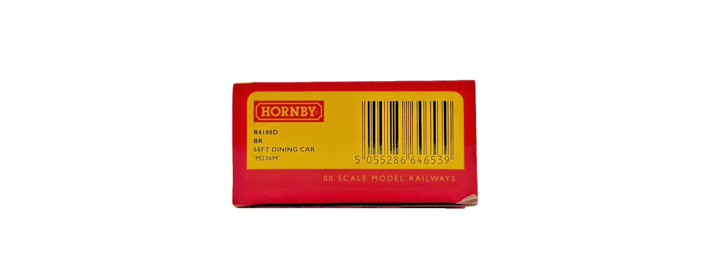 HORNBY OO GAUGE - R4188D - BR CRIMSON CREAM 68FT DINING CAR COACH M236M BOXED