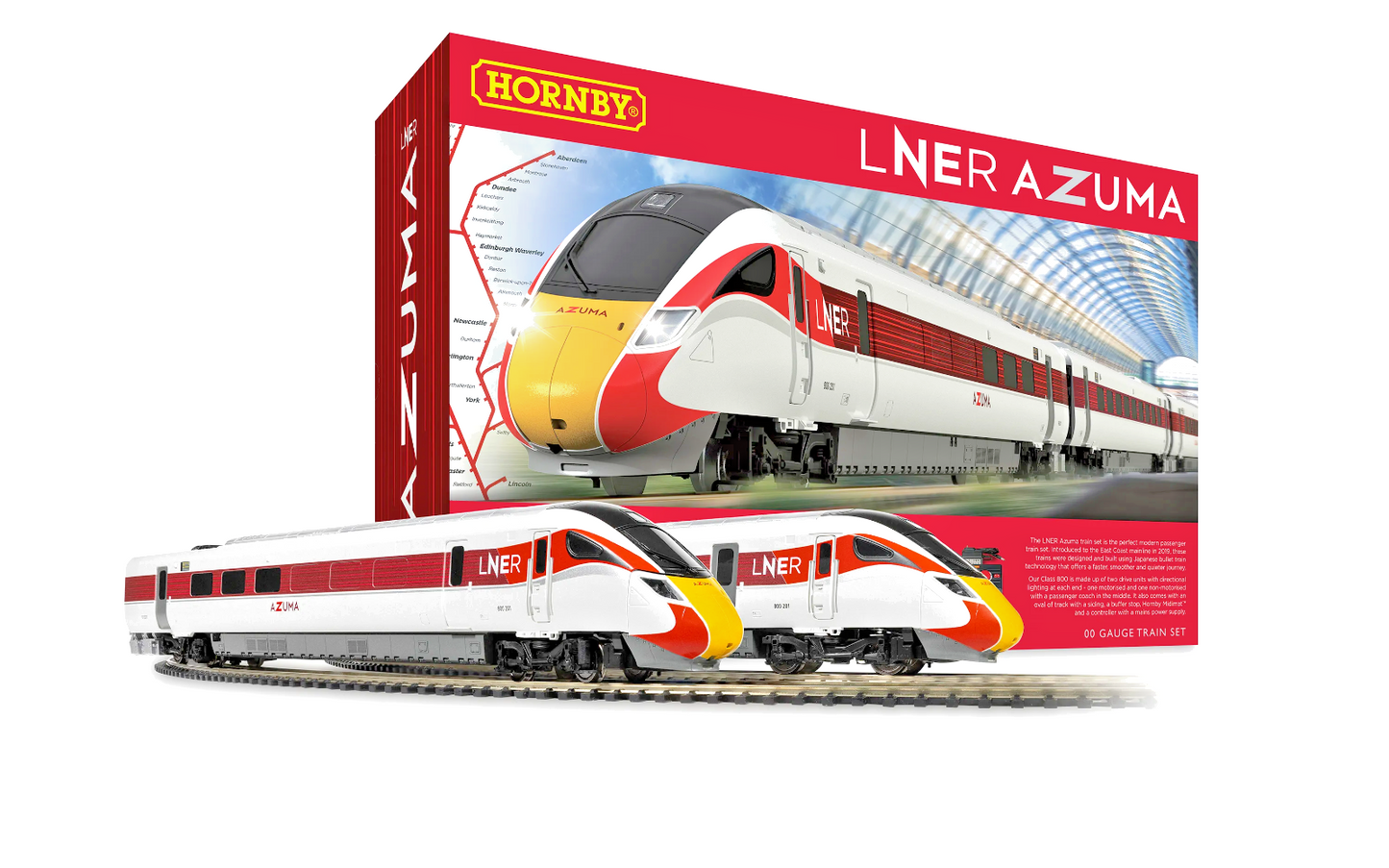 HORNBY OO GAUGE - R1288M - LNER AZUMA HIGH SPEED TRAIN SET (RAILROAD RANGE) NEW