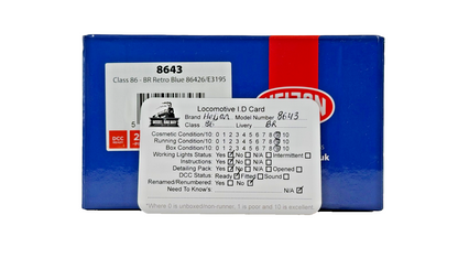 HELJAN OO GAUGE - 8643 - CLASS 86 ELECTRIC 86426 E3195 BR RETRO BLUE BOXED