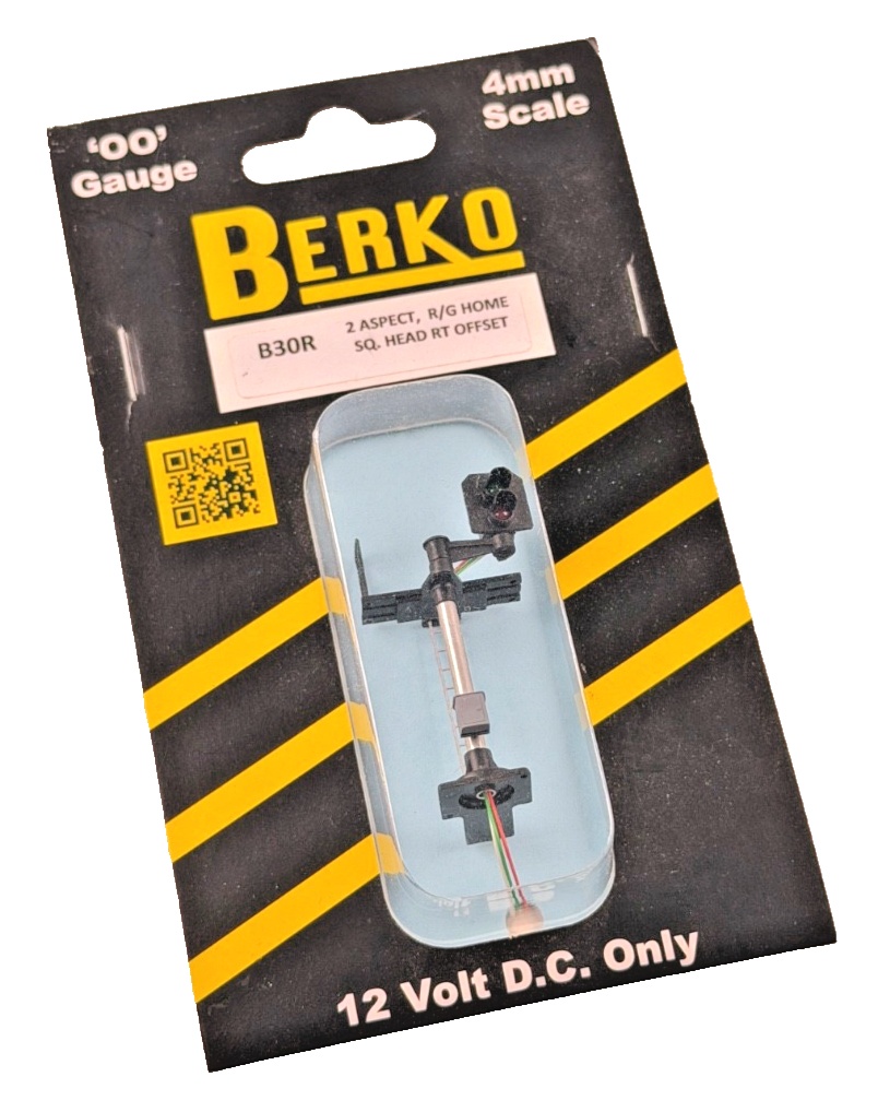 BERKO OO GAUGE 4MM - B30R - 2 ASPECT R/G HOME SQ. HEAD RT OFFSET SIGNAL - SEALED