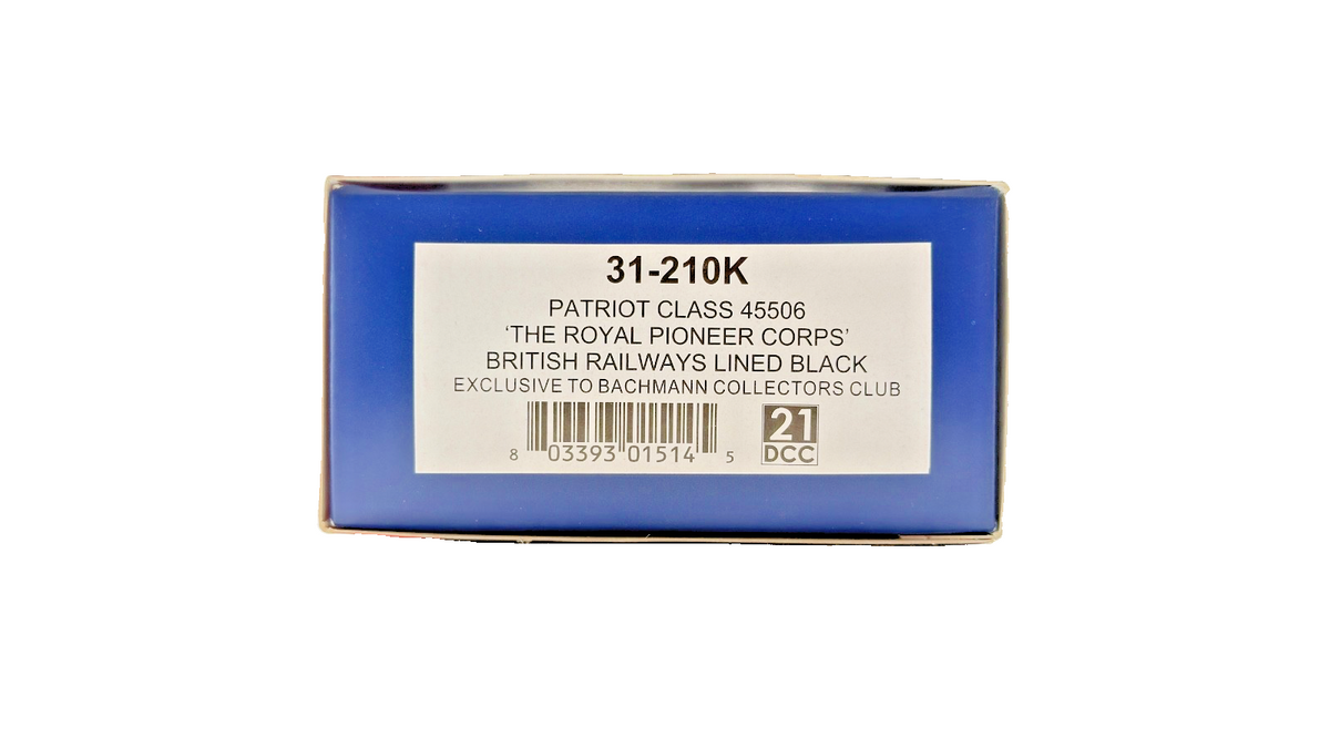 BACHMANN OO GAUGE - 31-210K - PATRIOT 45506 ROYAL PIONEER CORPS BR LINED BLACK