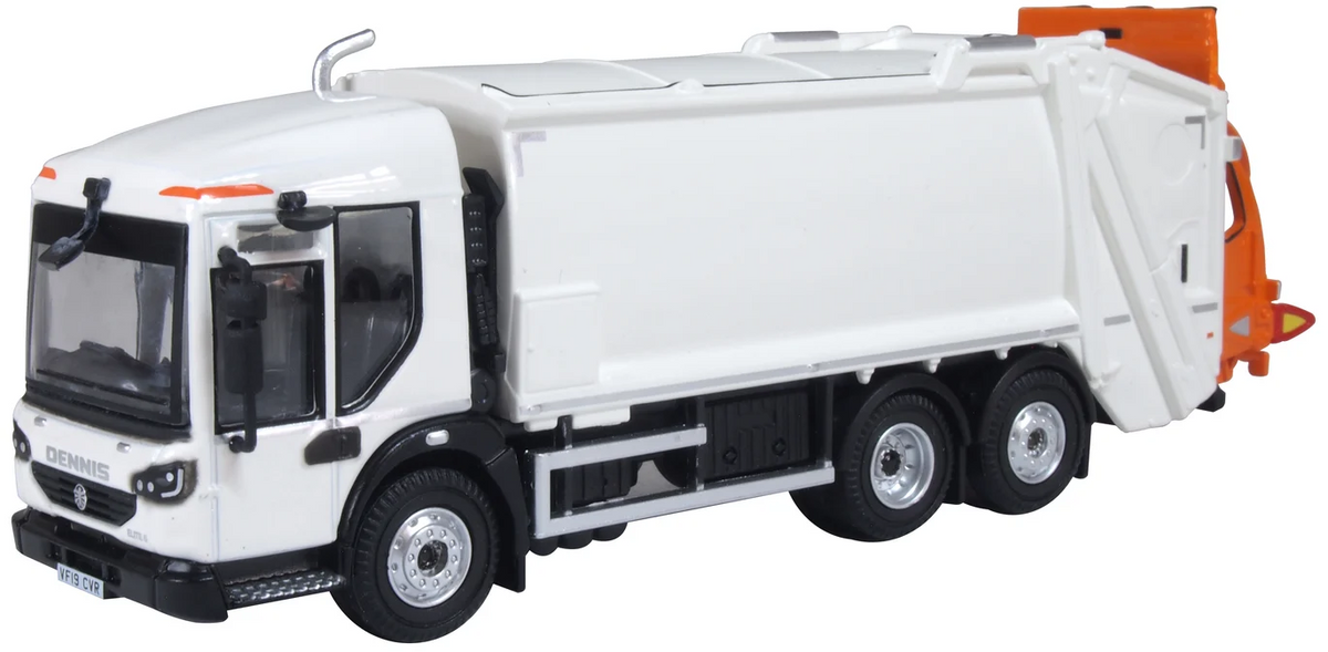 OXFORD DIECAST 1/76 SCALE - 76DE003 - DENNIS EAGLE REFUSE TRUCK WHITE - NEW
