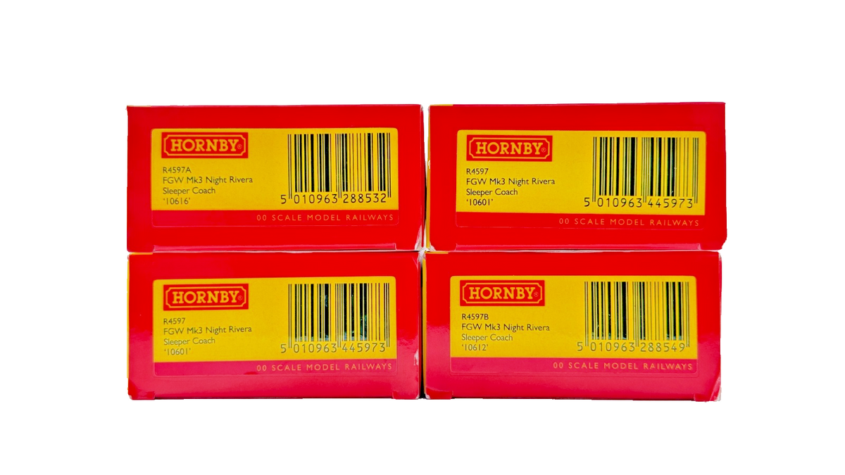 HORNBY OO GAUGE - R4597/A/B - FGW DYNAMIC LINES MK3 NIGHT RIVIERA COACHES X 4