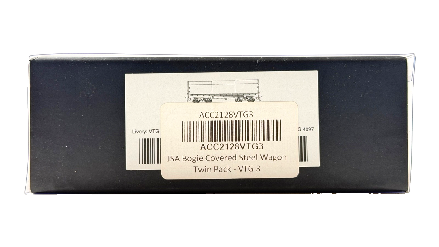 ACCURASCALE OO GAUGE - ACC2128VTG3 - JSA BOGIE COVERED STEEL WAGON TWIN PACK VTG