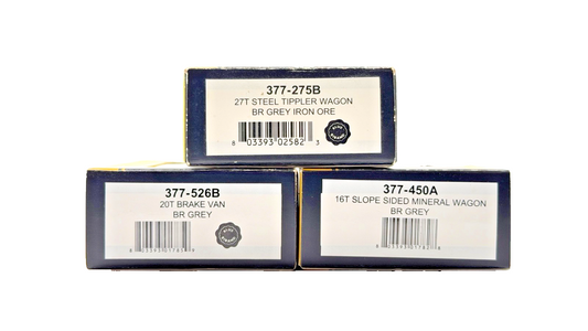 GRAHAM FARISH N GAUGE - 377-275B/377-526B/377-450A - RAKE OF 3 BR GREY WAGONS