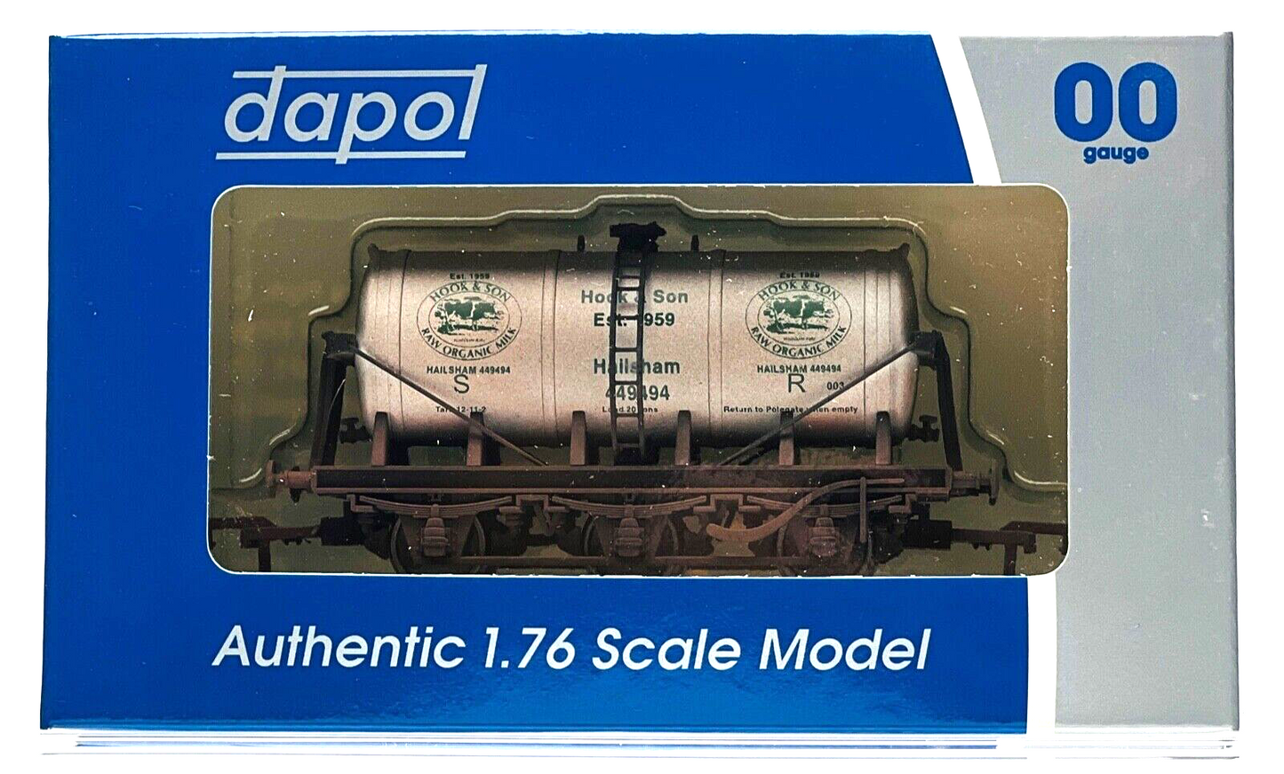 DAPOL 00 GAUGE - HOOK & SON HAILSHAM RAW MILK TANKER 003 (W) (SIMPLY SOUTHERN)