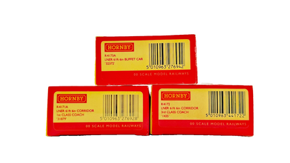 HORNBY OO GAUGE - R4171A/R4172/R4173A - LNER TEAK 61FT 6IN CORRIDOR COACHES X 3