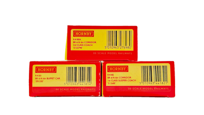 HORNBY OO GAUGE - R4180A/R4181/R4182 - BR CRIMSON CREAM 61FT 6IN COACHES X 3