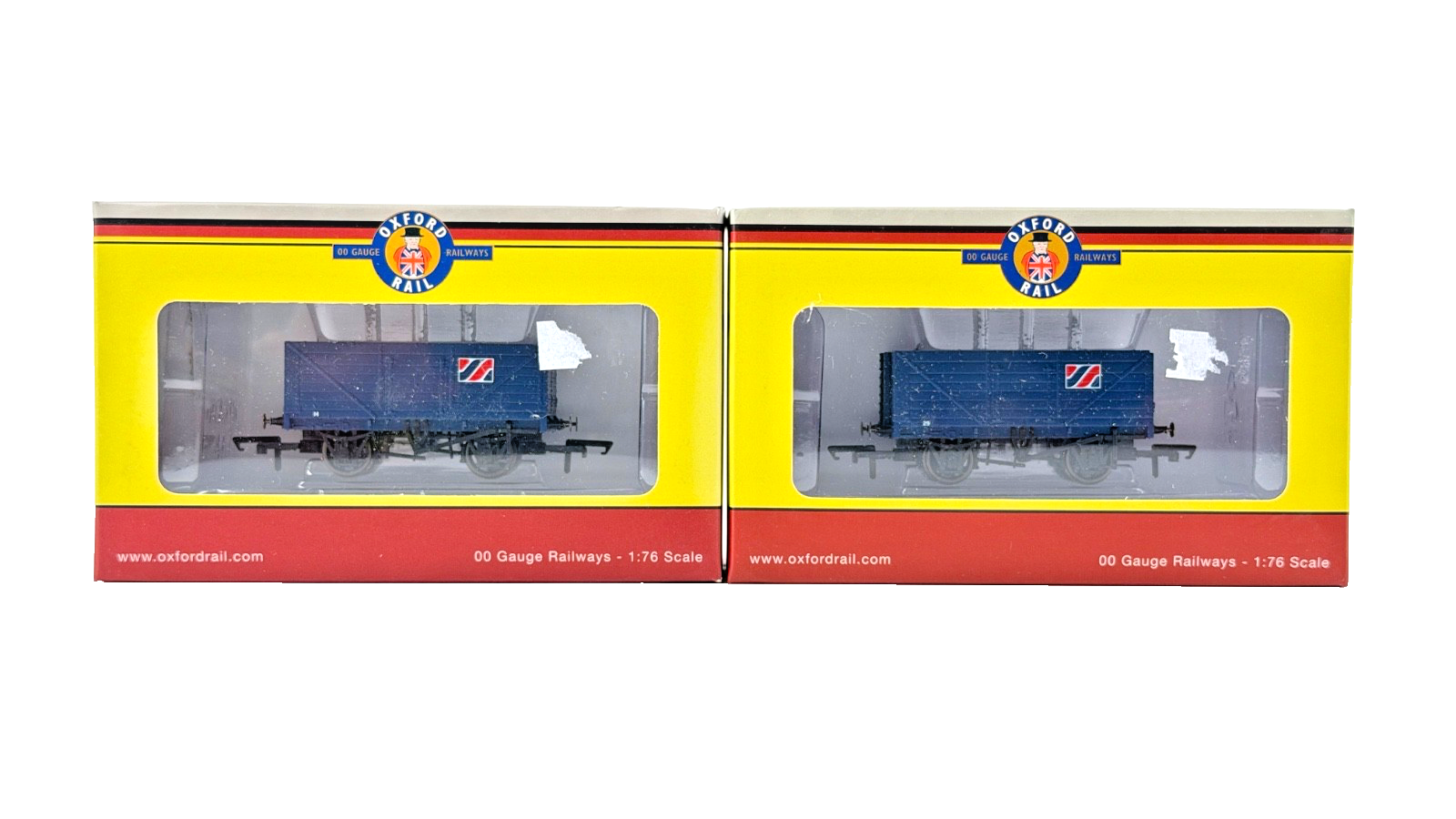 OXFORD RAIL OO GAUGE - GV6016 - PAIR OF ALLIED STEEL & WIRE 7 PLANK WAGONS BOXED