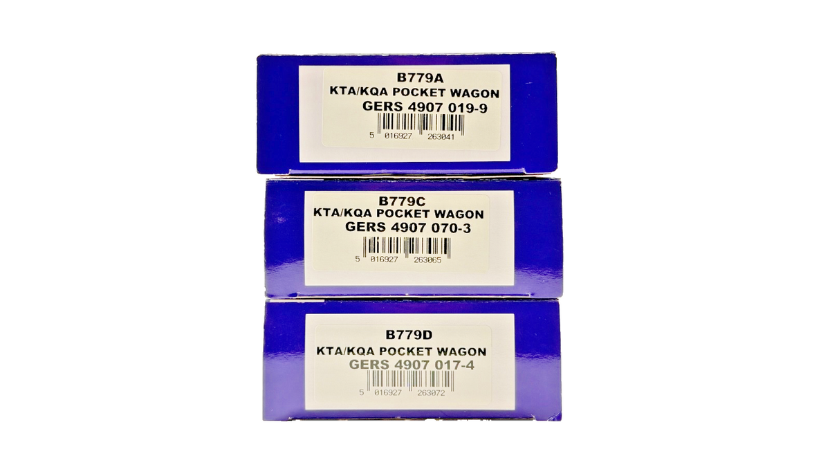 DAPOL OO GAUGE - B779A/C/D - RAKE OF 3 KTA/KQA CONTAINER POCKET WAGONS BOXED