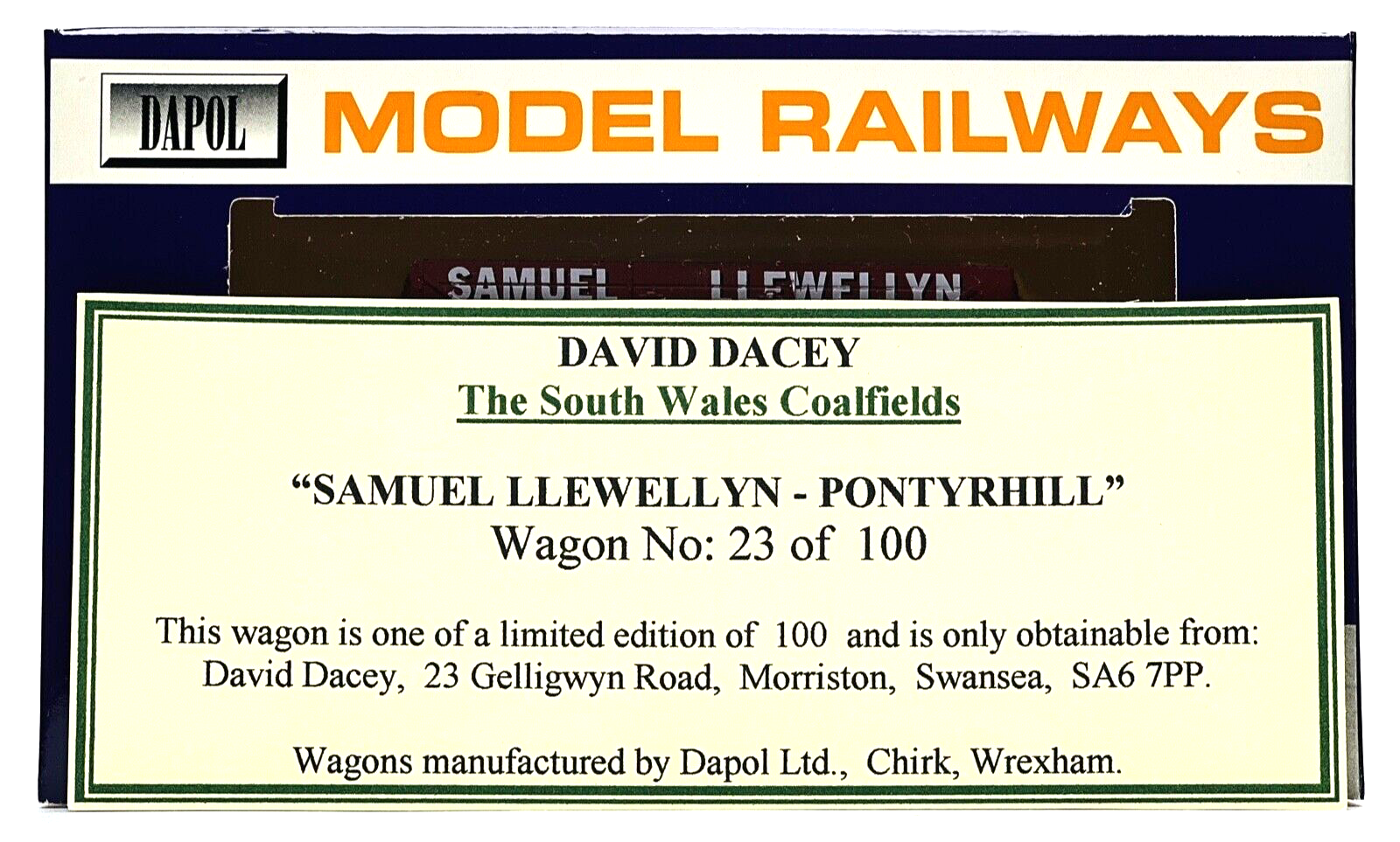 DAPOL 00 GAUGE - 'SAMUEL LLEWELLYN PONTYRHILL' SOUTH WALES (DAVID DACEY LTD ED)