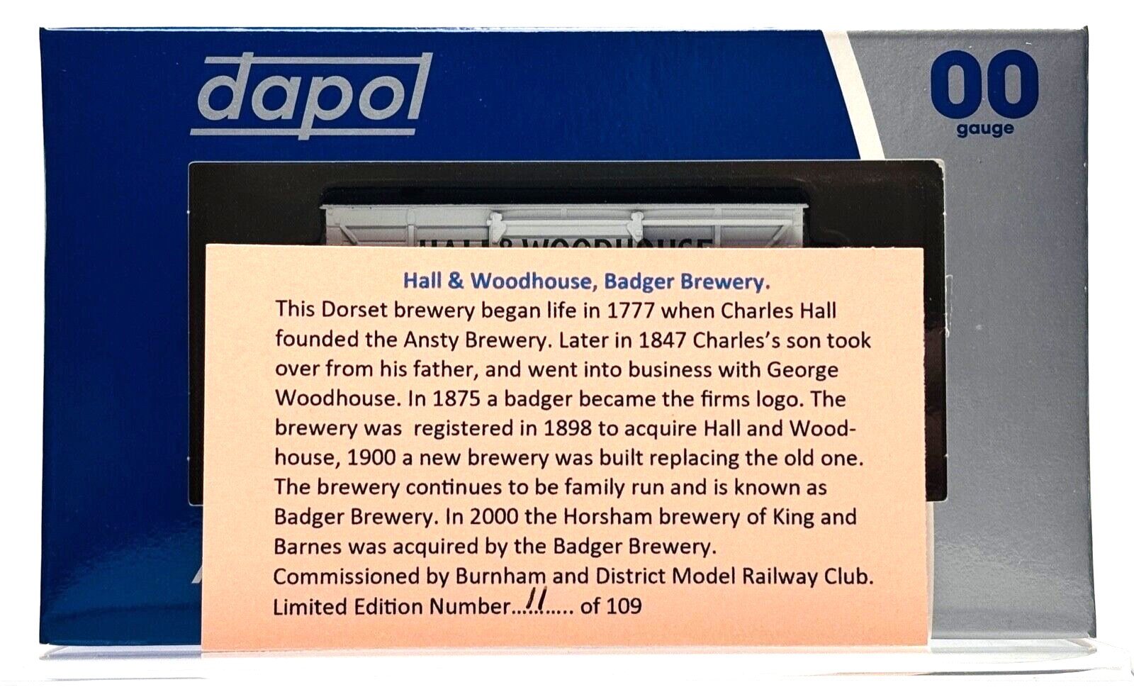 DAPOL 00 GAUGE - HALL & WOODHOUSE BADGER BREWERY NO.2 (BURNHAM LIMITED EDITION)