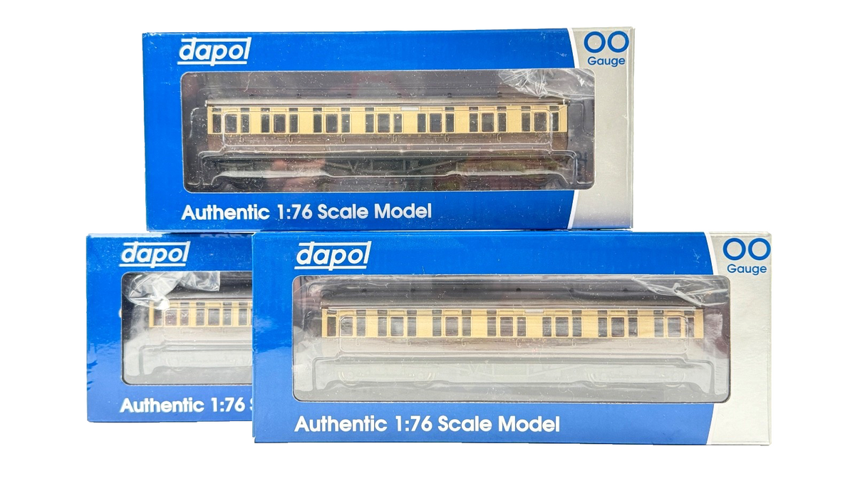 DAPOL OO GAUGE - 4P-020-202/221/222 - GWR CHOC CREAM TOPLIGHT TWIN CITY COACHES