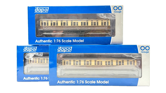 DAPOL OO GAUGE - 4P-020-202/221/222 - GWR CHOC CREAM TOPLIGHT TWIN CITY COACHES