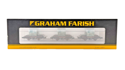 GRAHAM FARISH N GAUGE - 377-335 - SET OF CONFLATS BAUXITE LIGHT BLUE CONTAINERS