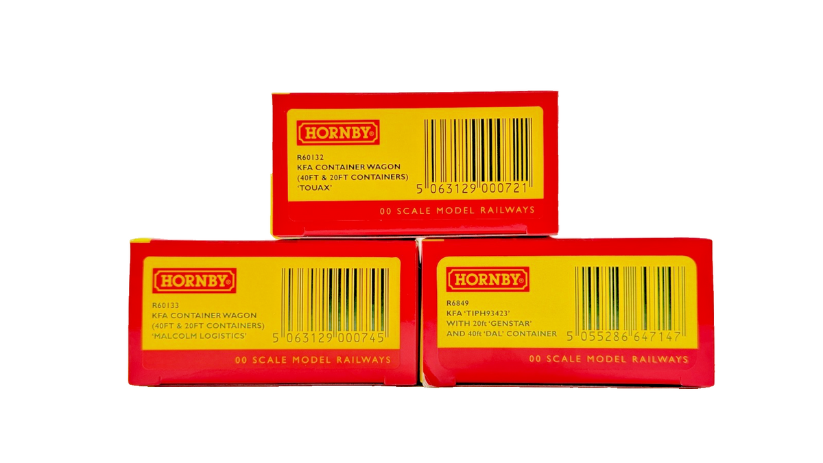 HORNBY OO GAUGE - R6849/R60132/R60133 - RAKE OF 3 KFA CONTAINER WAGONS BOXED