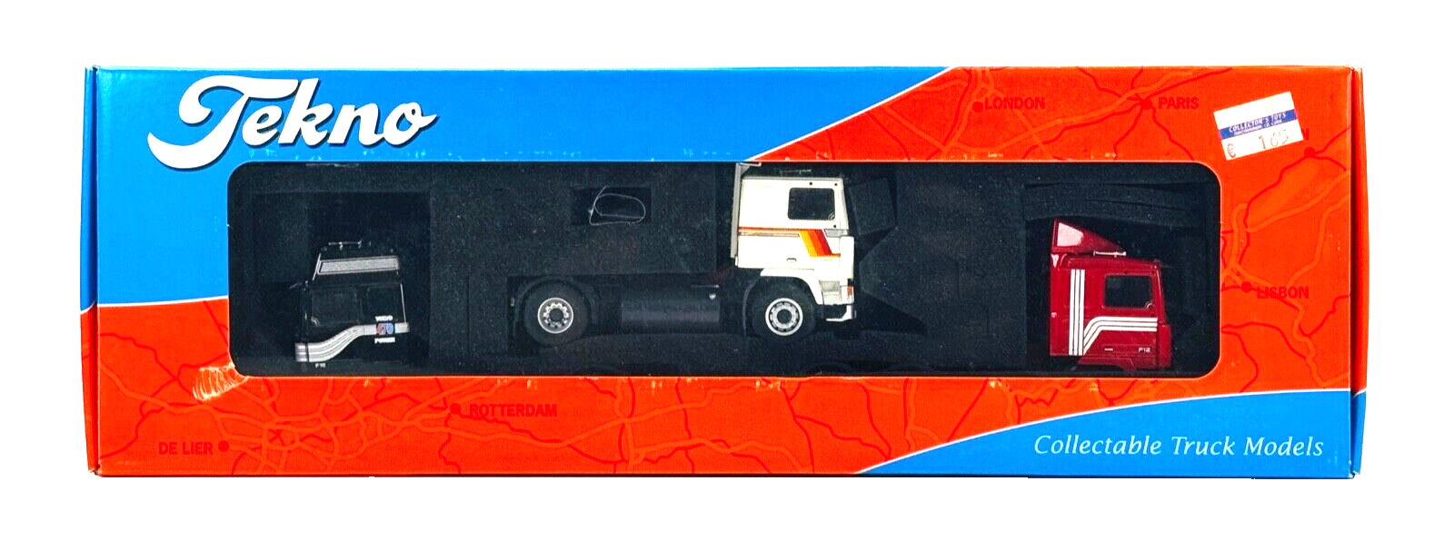 TEKNO 1/50 SCALE - 68619 - TBP SET VOLVO F10 F12 F16 BLACK WHITE RED CAB TRIPLE