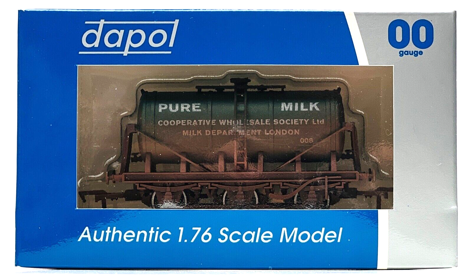 DAPOL 00 GAUGE - 'PURE MILK CO-OP' 6 WHEEL TANKER 008 (W) (LIMITED EDITION)