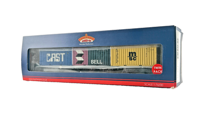 BACHMANN OO GAUGE - 38-627 - FGA FREIGHTLINER WAGONS BR BLUE WITH CONTAINERS
