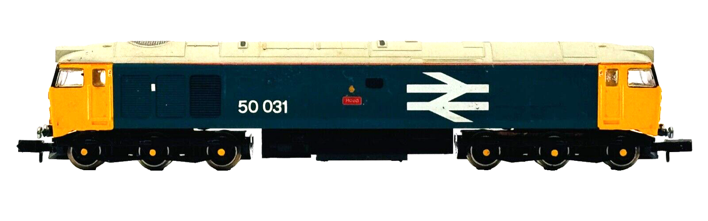 CJM/GRAHAM FARISH N GAUGE - CLASS 50 DIESEL 50031 LARGE LOGO 'HOOD' BOXED