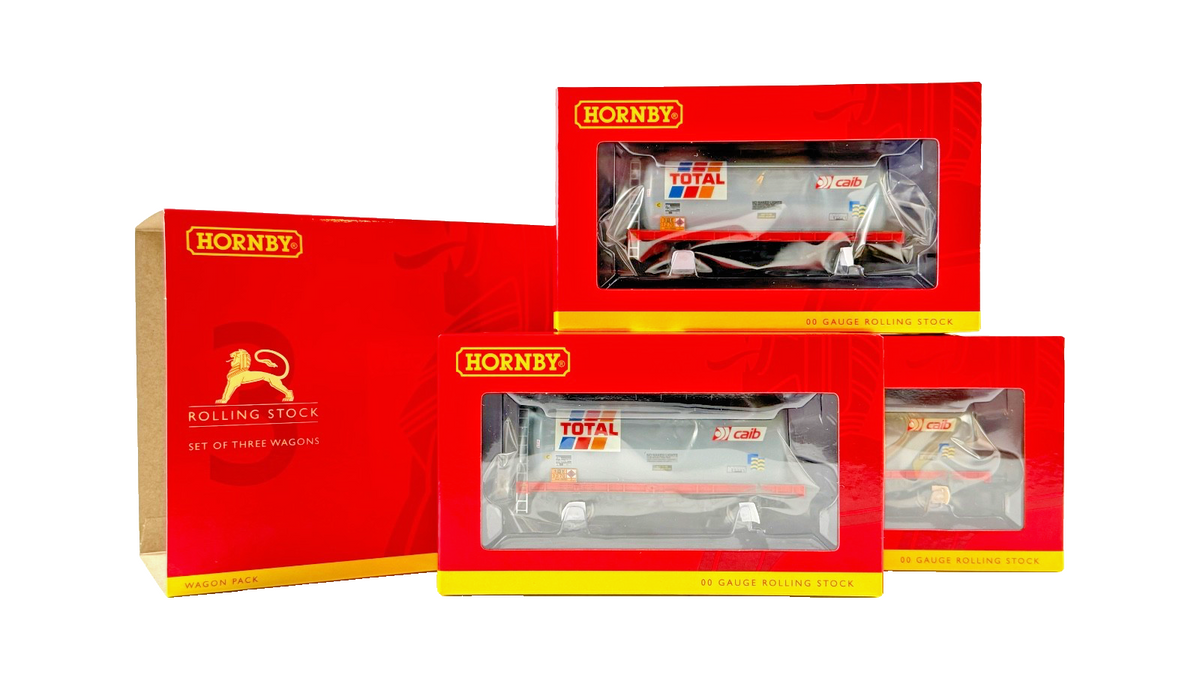 HORNBY OO GAUGE - R60258 - PACK OF 3 TTA TANK WAGON GREY TOTAL CAIB BOXED