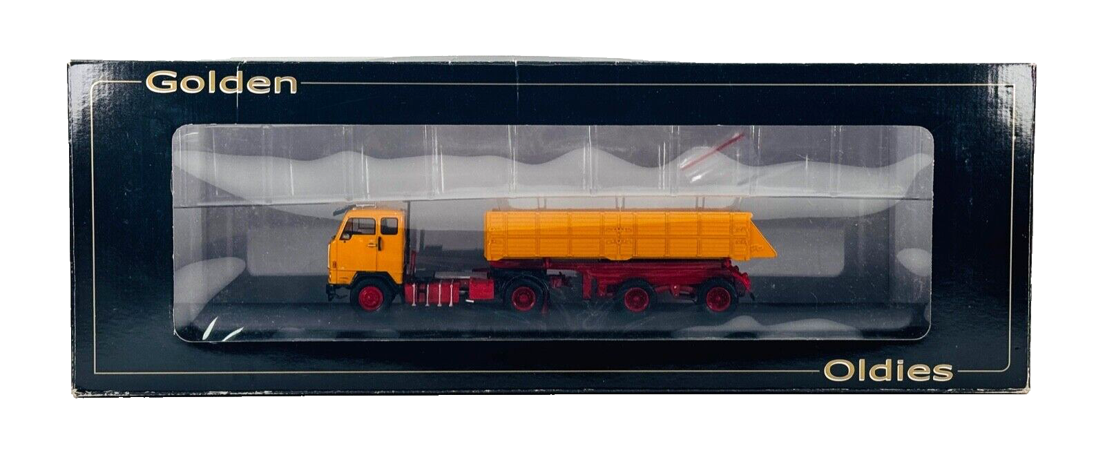 GOLDEN OLDIES 1/50 - VOLVO F88 YELLOW/RED 2 AXLE TIPPER LORRY - BOXED