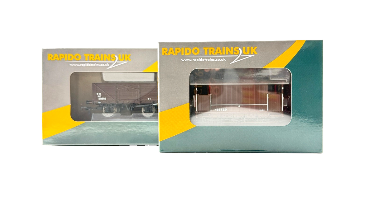 RAPIDO OO GAUGE - 931007/907005 - SECR 6 WHEEL BRAKE VAN SR BROWN & 7 PLANK OPEN