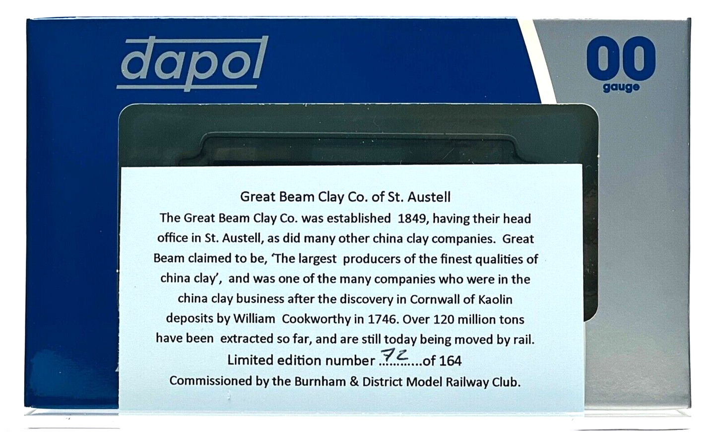 DAPOL 00 GAUGE - GREAT BEAM CLAY CO ST AUSTELL NO.40 (BURNHAM LIMITED ED)