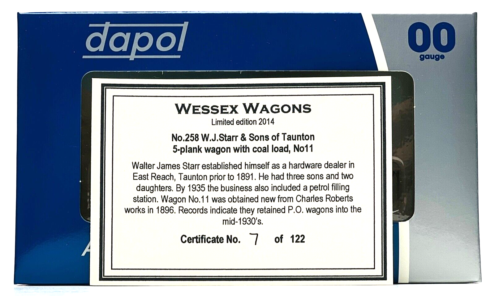 DAPOL 00 GAUGE - W.J STARR & SONS TAUNTON 5 PLANK NO.11 (WESSEX WAGONS LTD ED)