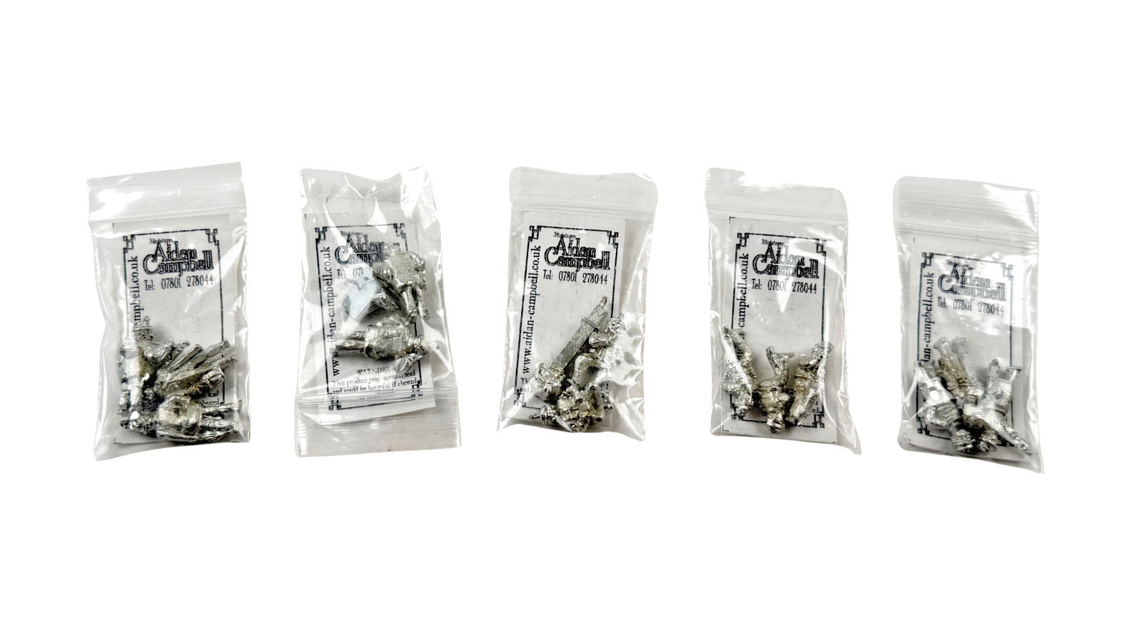 AIDAN CAMPBELL 00 GAUGE UNPAINTED METAL FIGURE ACCESSORY PACKS X 5 SEALED