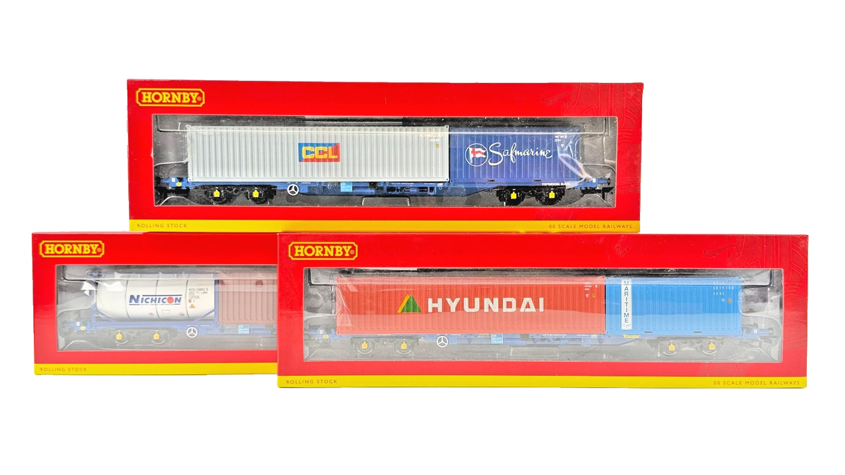 HORNBY OO GAUGE - R6794/R6850/R6927 - RAKE OF 3 KFA CONTAINER WAGONS BOXED