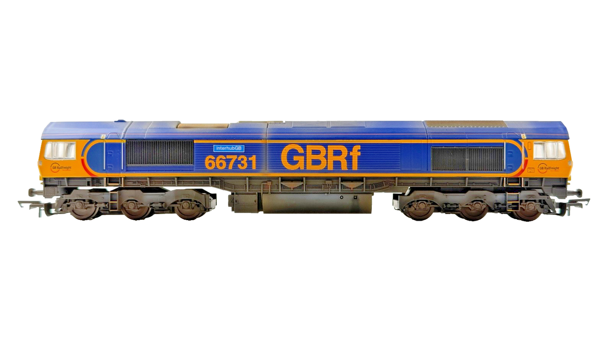 HORNBY OO GAUGE - R3785 - CLASS 66 DIESEL 66731 GBRF INTERHUBGB TMC WEATHERED