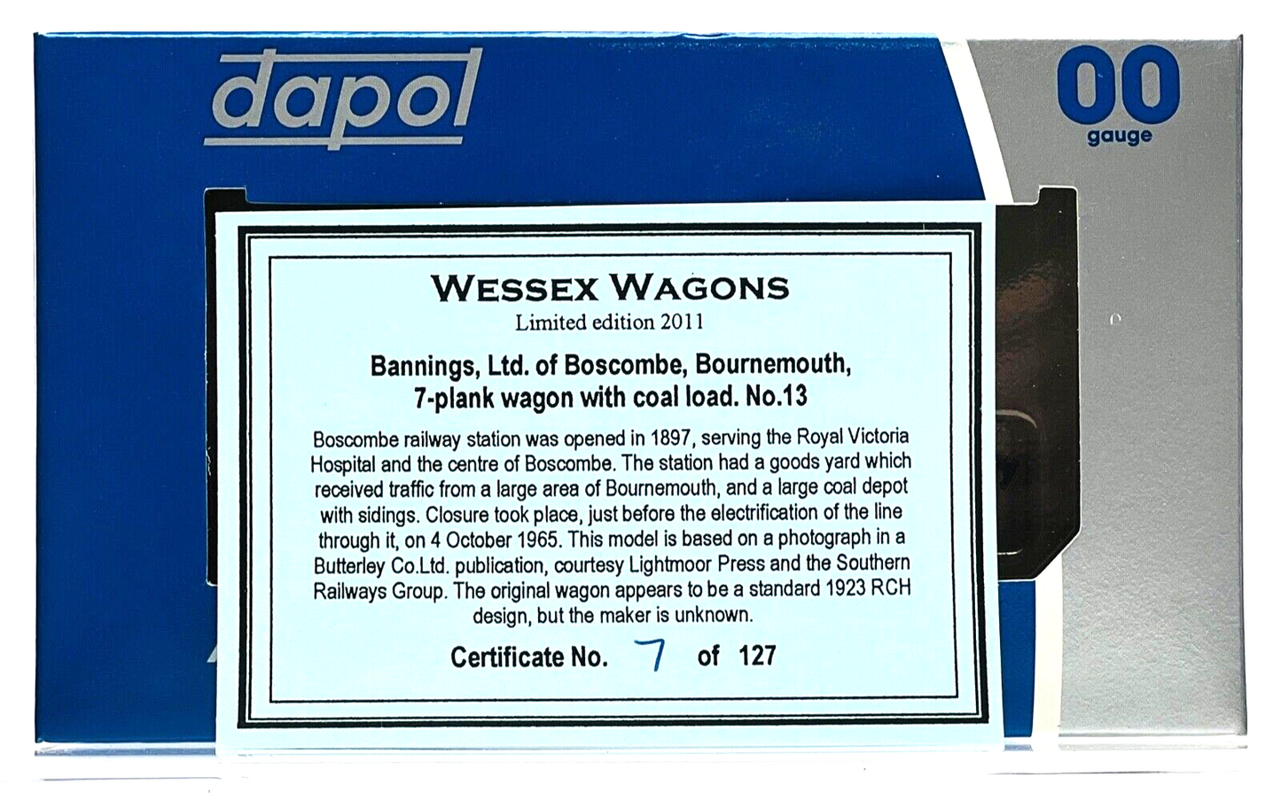 DAPOL 00 GAUGE - BANNINGS LTD BOSCOMBE PLANK WAGON NO.13 (WESSEX WAGONS)