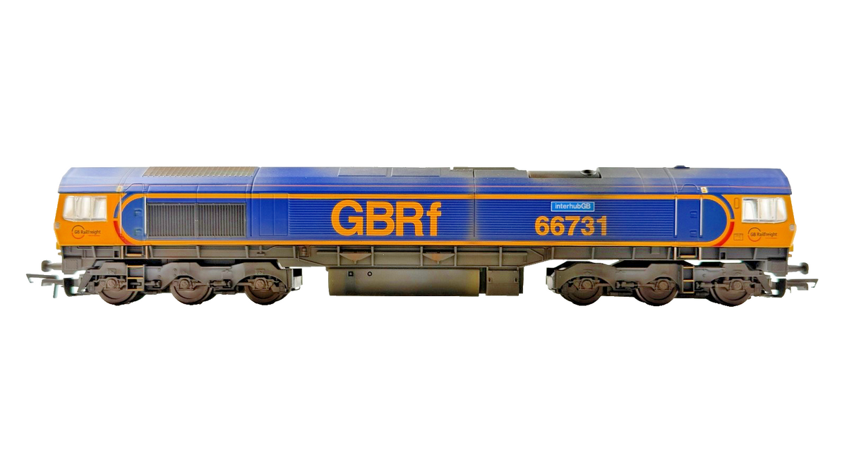 HORNBY OO GAUGE - R3785 - CLASS 66 DIESEL 66731 GBRF INTERHUBGB TMC WEATHERED