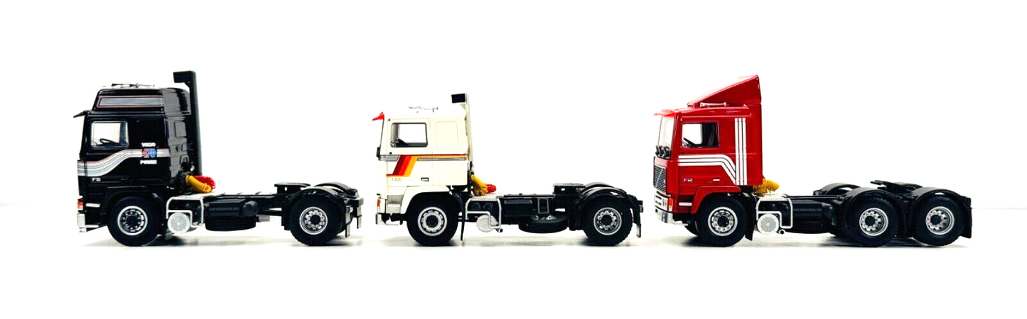 TEKNO 1/50 SCALE - 68619 - TBP SET VOLVO F10 F12 F16 BLACK WHITE RED CAB TRIPLE