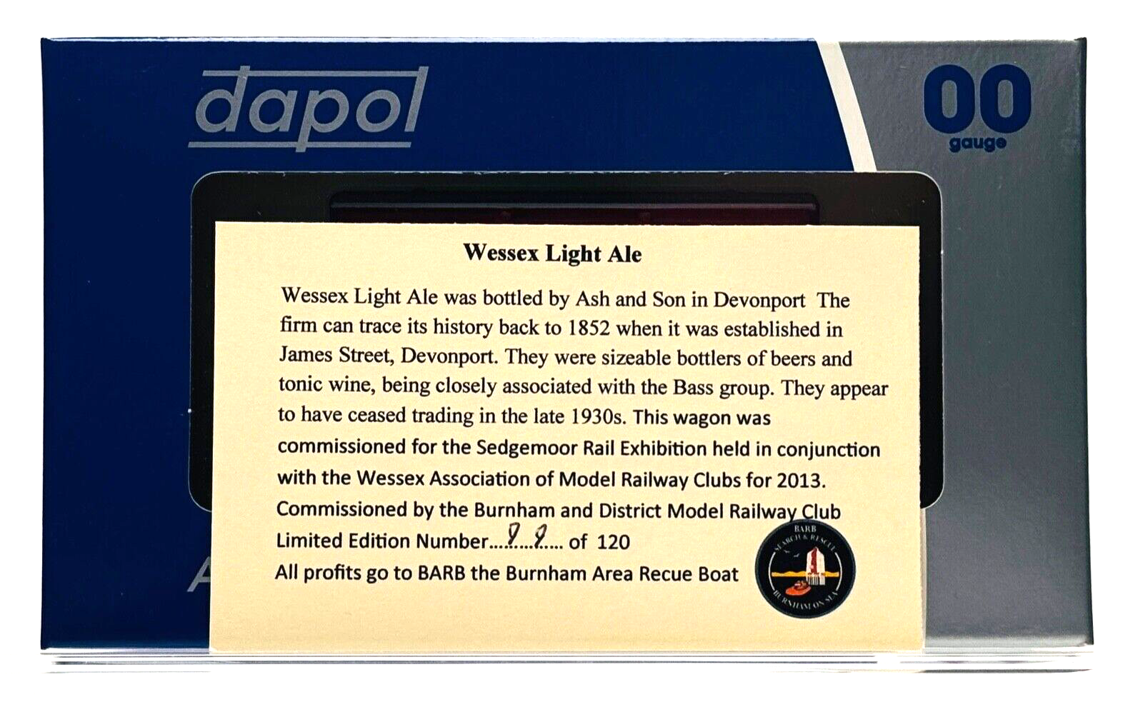 DAPOL 00 GAUGE - WESSEX LIGHT ALE DEVONPORT DEVON VENT NO.1 (BURNHAM LIMITED ED)