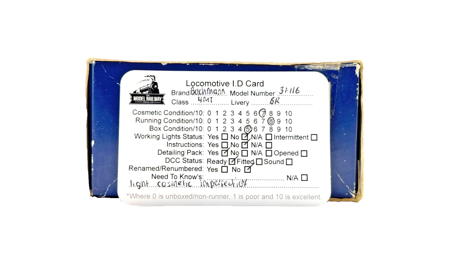 BACHMANN 00 GAUGE - 31-116 - STANDARD CLASS 4MT 75069 BR1B TENDER BR LINED GREEN